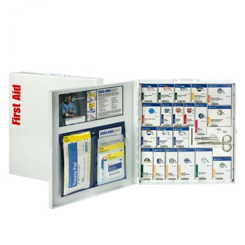 First Aid Only Large 50 Person Metal SmartCompliance First Aid Cabinet With Medication ANSI 2021 Class A+ - 746000