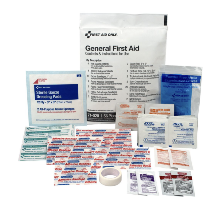 First Aid Only 58 Piece First Aid Essentials Triage Pack - General First Aid (with medications) - 71-020
