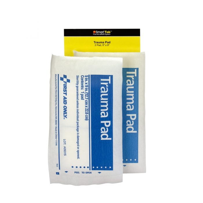 First Aid Only SmartCompliance Refill 5"x9" Trauma Pad, 2 Per Bag
