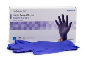 Exam Glove McKesson Confiderm® 3.0 NonSterile Nitrile Standard Cuff Length Textured Fingertips Blue Not Chemo Approved - BX/100 - 1107942