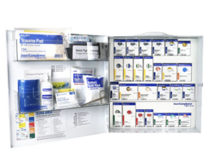 First Aid Only SmartCompliance Large 100 Person ANSI B Metal First Aid Cabinet With Medications For Food Service - 91378